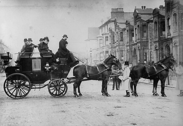 Horse-Drawn Stagecoach, c. 1880s (b  /  w photo)