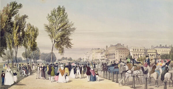 Hyde Park: near Grosvenor Gate, 1842 (litho)