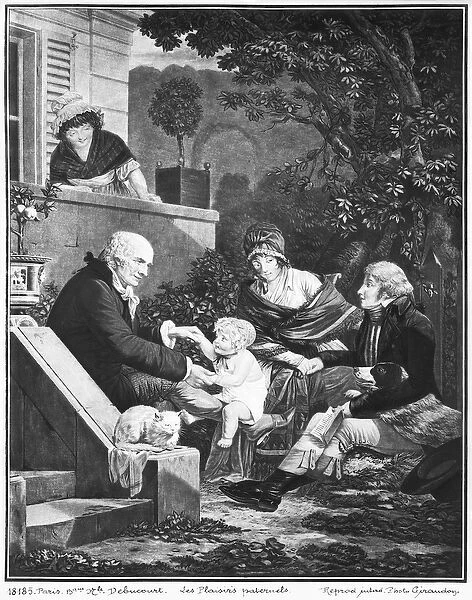 Joys of being a father, c. 1797 (engraving) (b  /  w photo)
