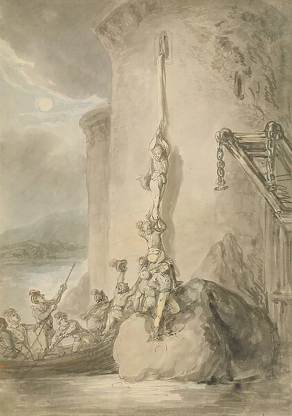 A Military Escapade, c. 1794 (pen & ink with w  /  c and wash over graphite on paper)