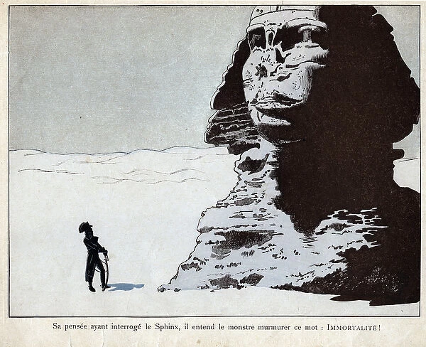 Napoleon studying the Sphinx in Egypt - lithograph by Job (Jacques Onfroy de Breville