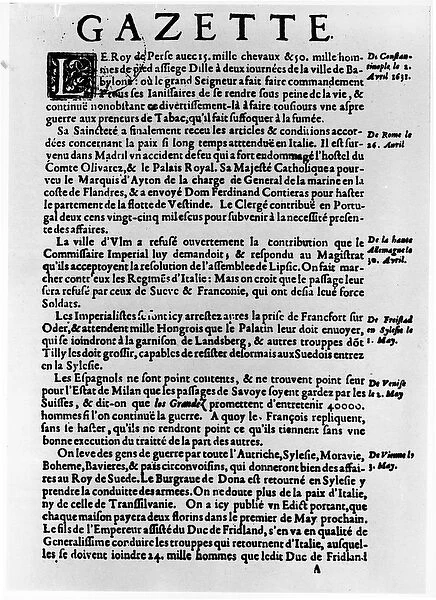 Page of text from La Gazette describing the siege of a town near Babylon