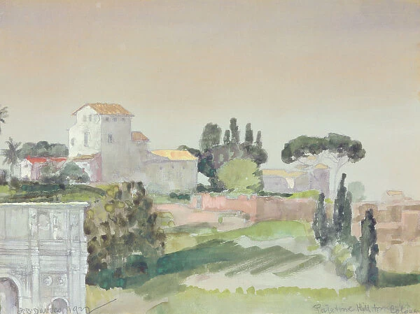 Palatine Hill from the Colosseum, 1927 (w  /  c on paper)