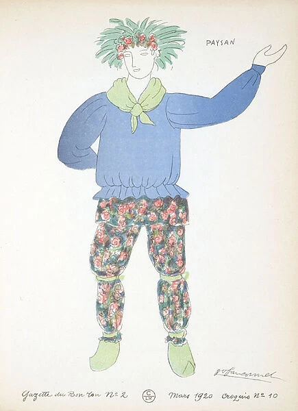 Paysan, from a Collection of Fashion Plates, 1920 (pochoir print)