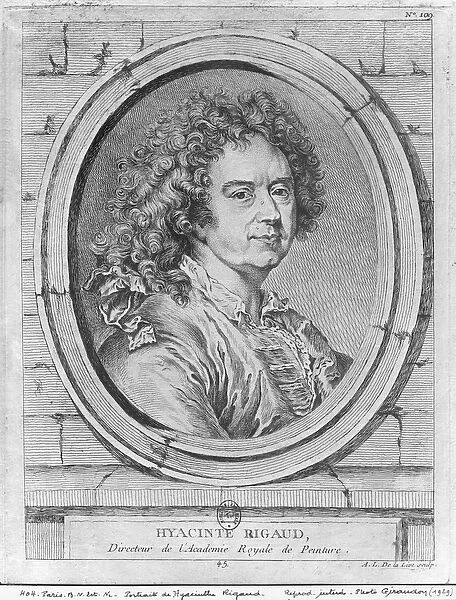 Portrait of Hyacinthe Rigaud, 1752-65 (engraving) (b  /  w photo)