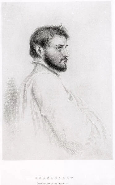 Portrait of Johann Ludwig Burckhardt (1784-1817) (litho) (b  /  w photo)