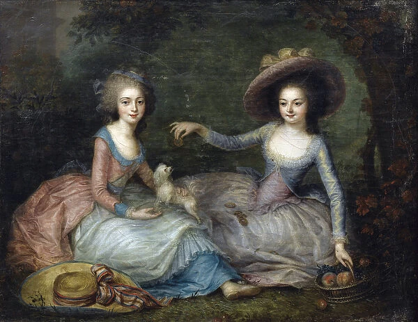 Portrait of Marie Antoinette and Princess of Lamballe, Anonymous. Oil on canvas, ca 1770