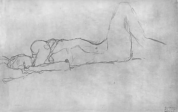 Reclining Female Nude, c. 1914 (pencil on paper) (b  /  w photo)