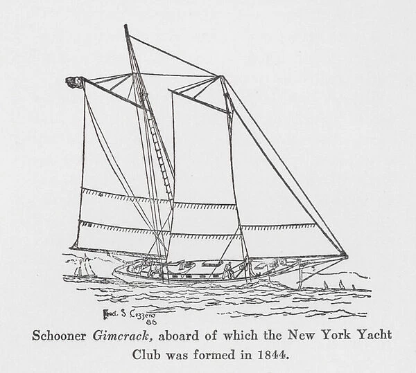 Schooner Gimcrack, aboard of which the New York Yacht Club was formed in 1844 (litho)