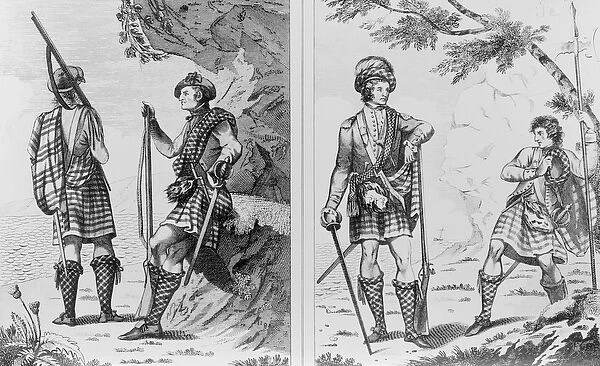 Scottish Soldiers of the Highlands and An Highland Officer and Serjeant (engraving)