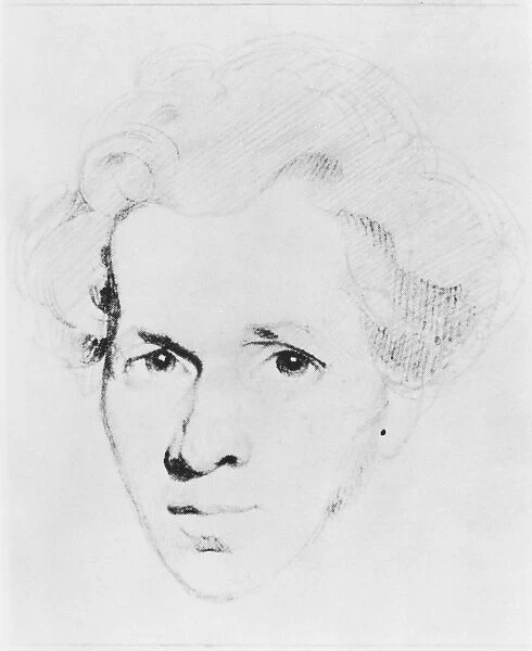 Soren Aabye Kierkegaard (pencil on paper) (b  /  w photo)