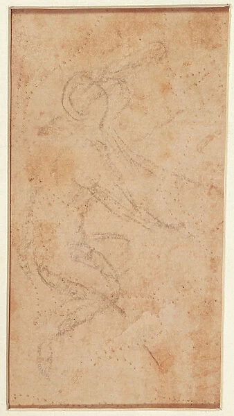Study of a Figure with Pouncing Marks (black chalk on paper) (verso)