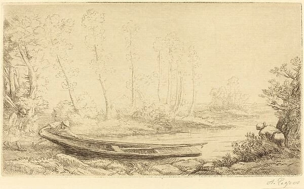Alphonse Legros, Man with a Punt, Figure to the Right (Pecheurs des truites), French