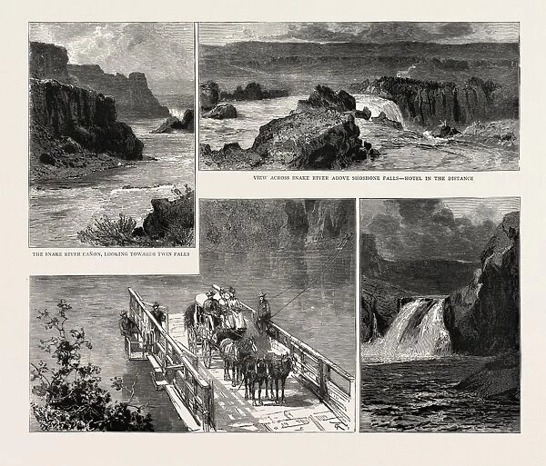 THE GREAT SHOSHONE FALLS, IDAHO TERRITORY, U. S. A. America, United States, 1888 engraving
