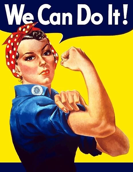 Rosie The Riveter vintage war poster from World War Two