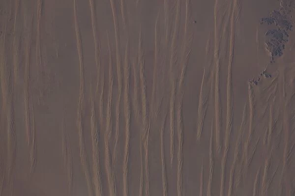 View from space of linear dunes in the Great Sand Sea in southwest Egypt