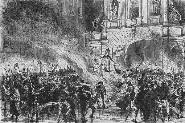 Burning the Pope in Effigy at Temple Bar, c19th century. Artist: G Durand