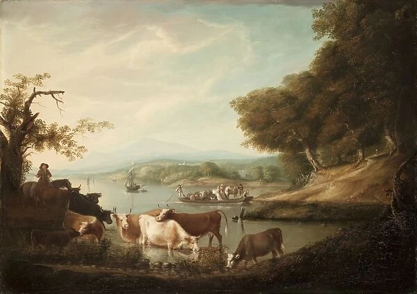 A Calm Watering Place--Extensive and Boundless Scene with Cattle, 1816. Creator: Alvan Fisher