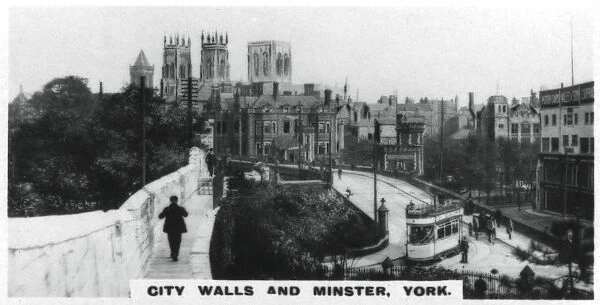 City walls and Minster, York, c1920s