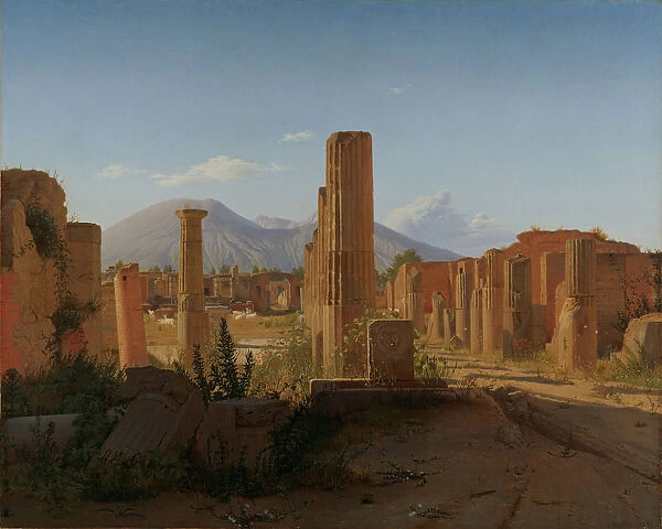 The Forum at Pompeii with Vesuvius in the Background, 1841. Artist: Kobke, Christen Schiellerup (1810-1848)
