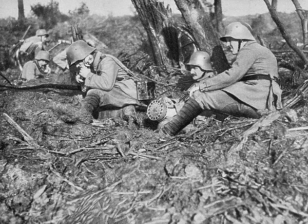 German field telephonist, Somme, France, World War I, 1916