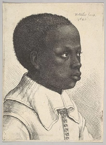 Head of a young black boy in profile to right, 1645. Creator: Wenceslaus Hollar