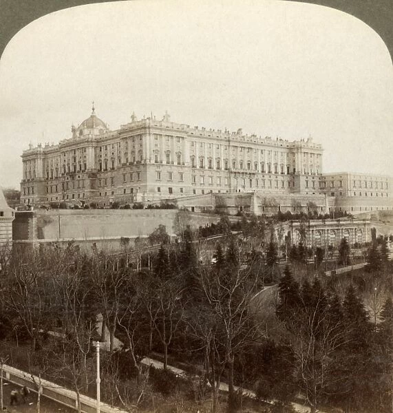 The imposing Royal Palace, and Royal Park Campo del Moro... Madrid, Spain, 1902