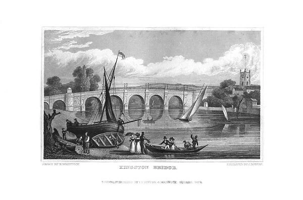 Kingston Bridge, London, 1829. Artist: J Rogers