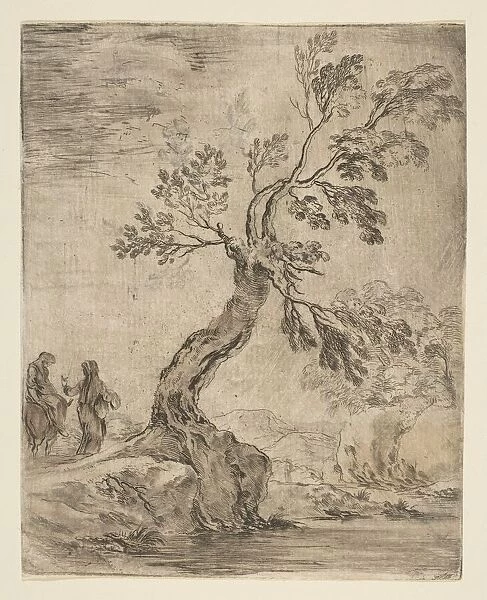 Landscape with two women, one mounted on a donkey, ca. 1660. Creator: Stefano della Bella
