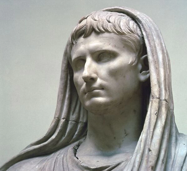 Marble statue of the Emperor Augustus as Pontifex Maximus, 1st century BC