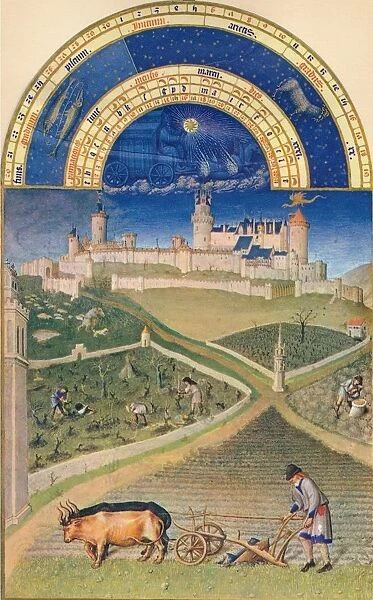 March - the Chateau de Lusignan, 15th century, (1939). Creators: Paul Limbourg, Jean Colombe
