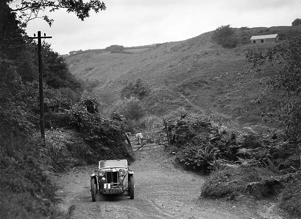 MG Magnette  /  Magna of the Three Musketeers team taking part in a motoring trial, Devon, late 1930s