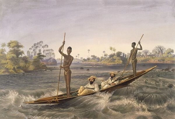 Zanjueelah, the boatman of the rapids, pub. 1865. Creator: Thomas Baines (1820-75)