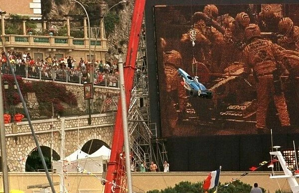 1998 MONACO GP. The remains of Alexander Wsrzs Benetton after he had a massive cras