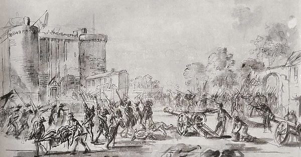 The Storming Of The Bastille, Paris, France, 14Th July, 1789. From A Contemporary Print