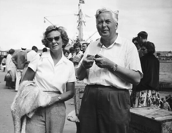 Harold Wilson MP on holiday in the Scilly Islands with his wife Mary 1963
