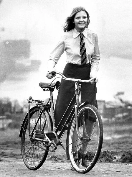 Miss Dawn Whittaker who cycles round her Tyneside home on a 1935 bike