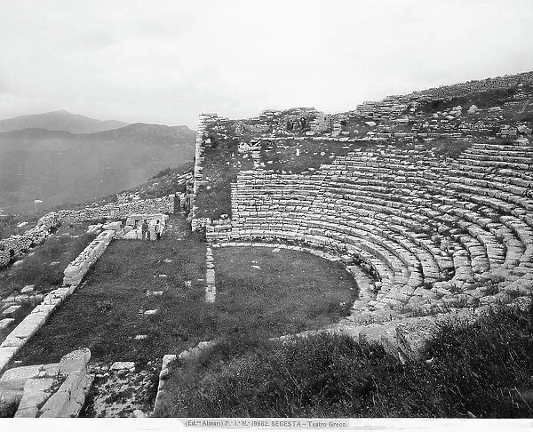 Remains of the Teatro in the archeological area of Segesta, Calatafini