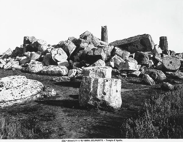 The ruins of Temple G, or Temple of Apollo, in Selinunte, in the province of Trapani