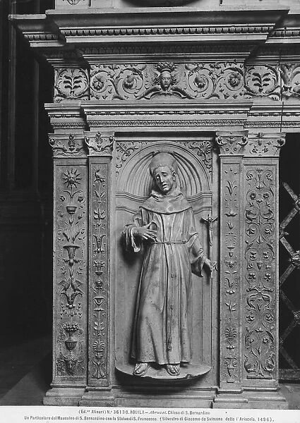 St. Francis. Statue by Silvestro dell'Aquila, part of the Mausoleum of San Bernardino located in the Church of San Bernardino in L'Aquila
