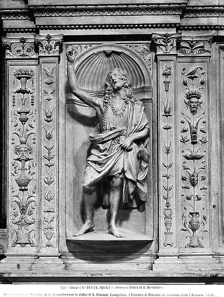 St. John the Baptist. Statue by Silvestro dell'Aquila, from the Mausoleum of San Bernardino in the Church of San Bernardino in L'Aquila, Abruzzo