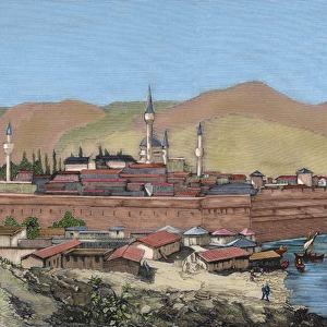 Albania. Yanina. Panorama. Engraving. 19th century. Colored