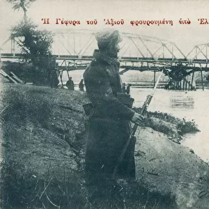 Bridge over the River Axios is guarded by troops - Greece