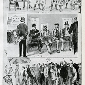 Cartoon, three views of Recruiting, WW1