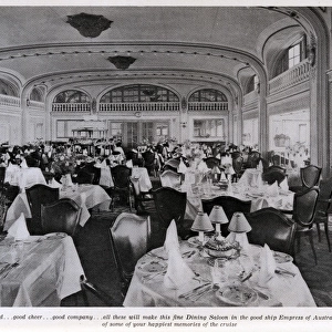 Dining saloon on cruise liner, Empress of Australia