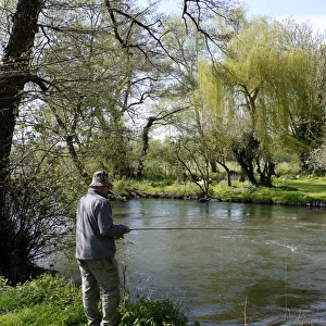 Fishing on a river in Hampshire