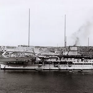 HMS Courageous, aircraft carrier, at Malta