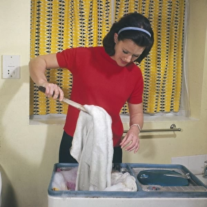 Housewife Using Twin Tub