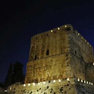 Israel. Jerusalem. Section of the wall. Old City. Night view