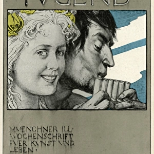 Jugend front cover, smiling woman with Pan